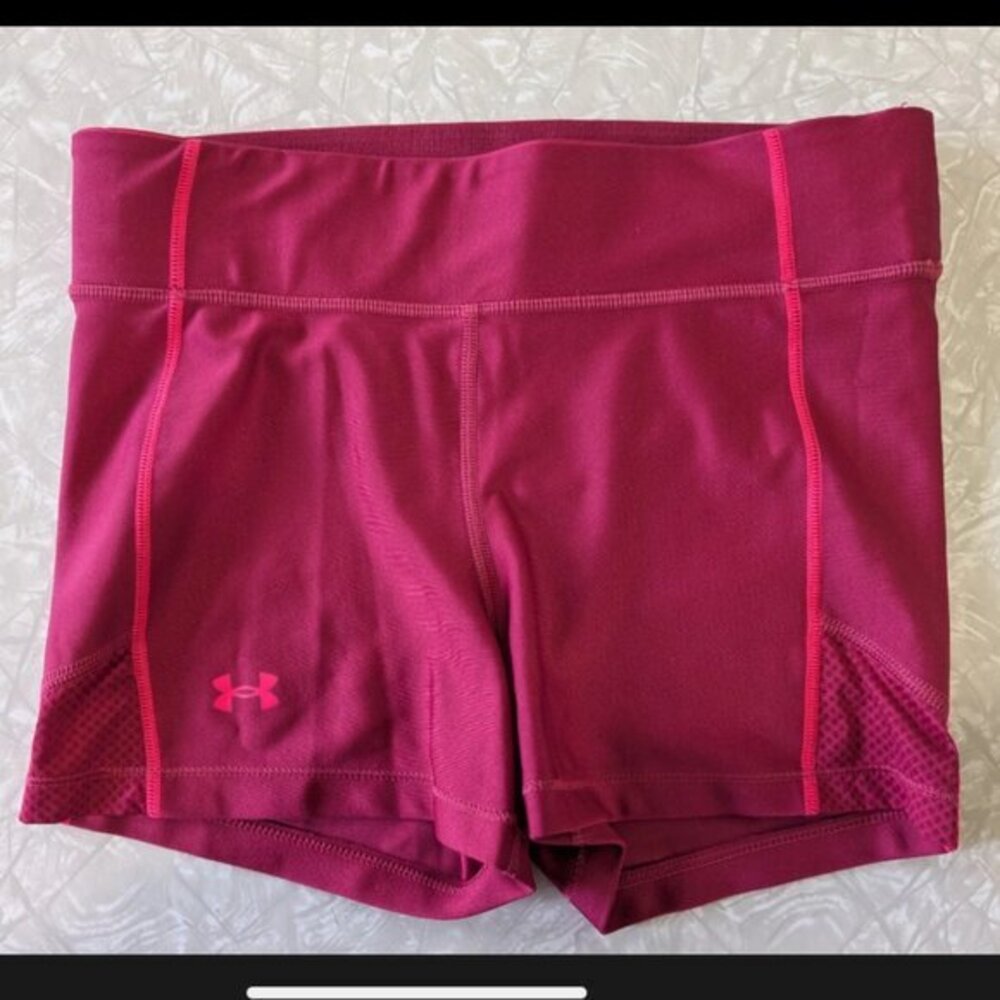 Under Armour Women's M HeatGear Compression Shorts Black Rose‎ Pink